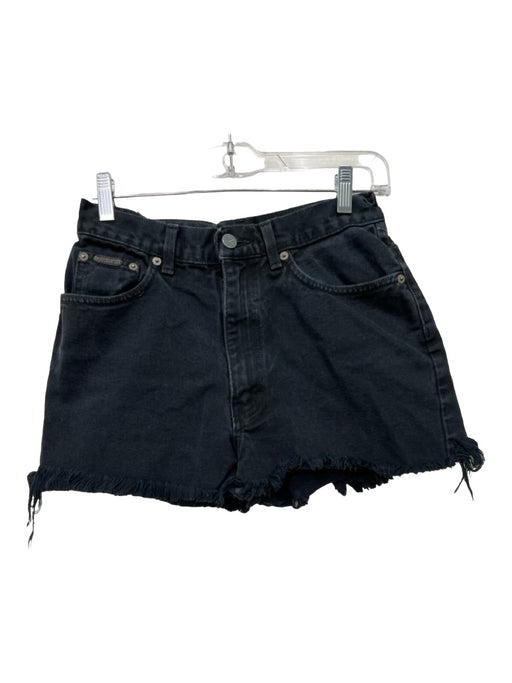 Calvin Klein Jeans Size 2 Black Cotton Denim High Rise Raw Hem 5 Pocket Shorts Black / 2