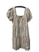 Greylin Size S Cream & Multi Cotton Shimmer Square Neck Striped Tiered Dress Cream & Multi / S