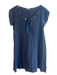 Marina Gigli Size M Navy Linen Short Sleeve Gold Hardware Round Neck Dress Navy / M