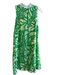 Lily Pulitzer Size 6 Green & White Rayon Sleeveless Floral V Neck Zip Up Dress Green & White / 6