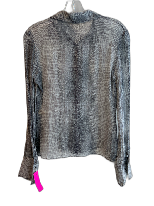 Elie Tahari Size Est S Gray Silk Long Sleeve Sheer Animal Print Button up Top Gray / Est S