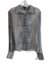 Elie Tahari Size Est S Gray Silk Long Sleeve Sheer Animal Print Button up Top Gray / Est S