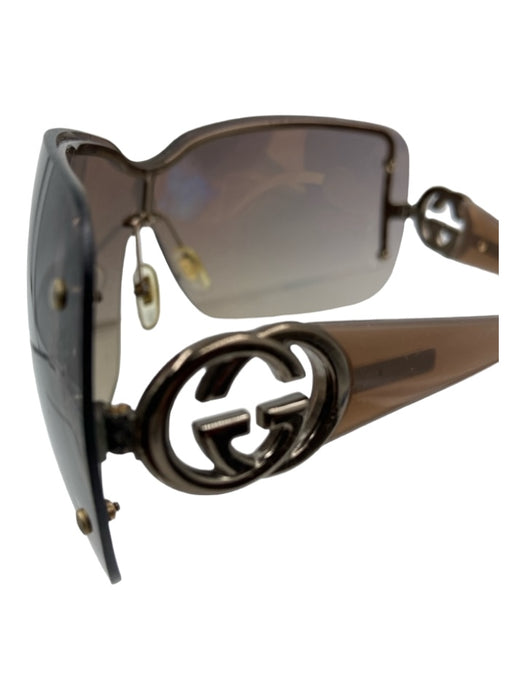 Gucci Brown Acetate Rimless Gradient Lens GG Case Inc. Sunglasses Brown