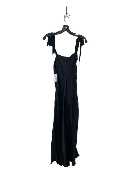 Zara Size XS Black Viscose Maxi tie strap Fabric Block Cowl Neck Dress Black / XS