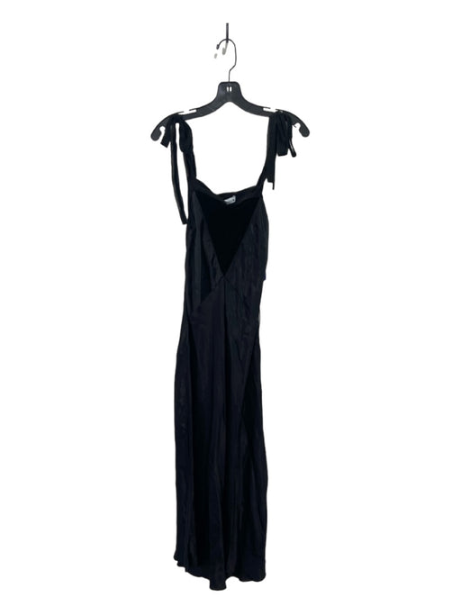 Zara Size XS Black Viscose Maxi tie strap Fabric Block Cowl Neck Dress Black / XS