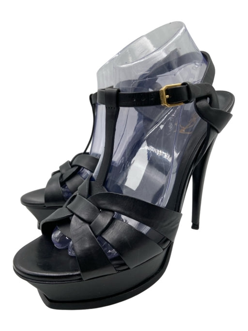 Saint Laurent Shoe Size 42 Black Leather Platform Ankle Buckle Box Inc. Pumps Black / 42