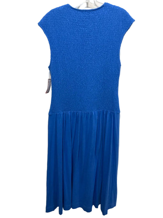 ME+EM Size 10 Blue Cotton Sleeveless Shirred Top 1/4 Zip Fit & Flare Dress