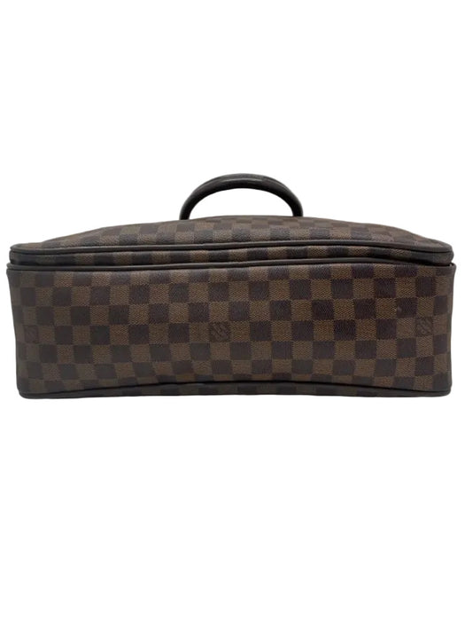 Louis Vuitton Brown & Beige Leather Damier Zip Pockets Men's Bag