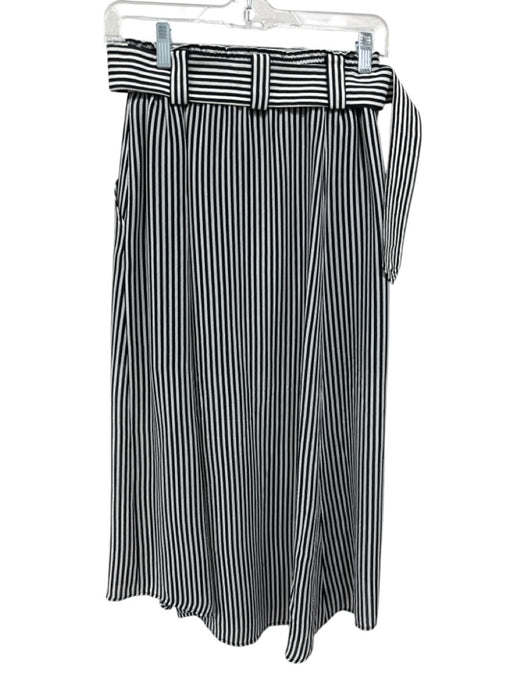 A.L.C. Size 2 Black & White Silk Button Up Striped Belt Incl. Skirt Black & White / 2