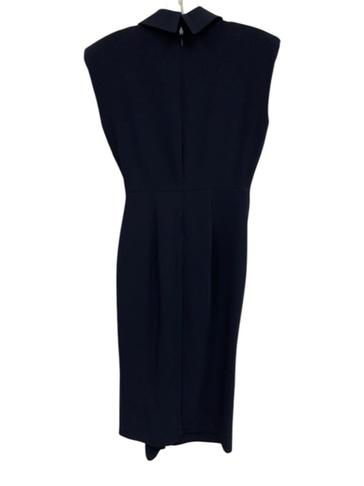 Cinq a Sept Size 0 Navy Wool Blend Sleeveless Collared Ruffle Dress Navy / 0