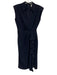 Cinq a Sept Size 0 Navy Wool Blend Sleeveless Collared Ruffle Dress Navy / 0