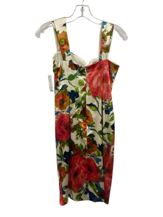 David Meister Size 2 Cream & Multi Silk Blend Abstract Floral Dress Cream & Multi / 2