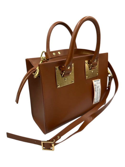 Sophie Hulme Brown Leather Crossbody Gold detail Handle Dust Bag Incl. Bag Brown / Small