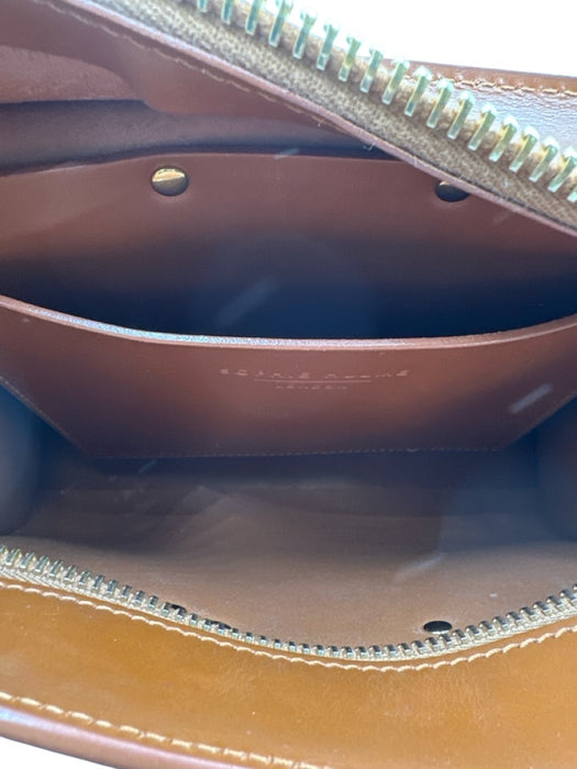 Sophie Hulme Brown Leather Crossbody Gold detail Handle Dust Bag Incl. Bag Brown / Small