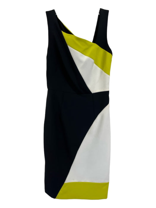 Milly Size 0 Black, White, Green Polyester Blend Sleeveless Colorblock Dress Black, White, Green / 0