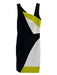 Milly Size 0 Black, White, Green Polyester Blend Sleeveless Colorblock Dress Black, White, Green / 0