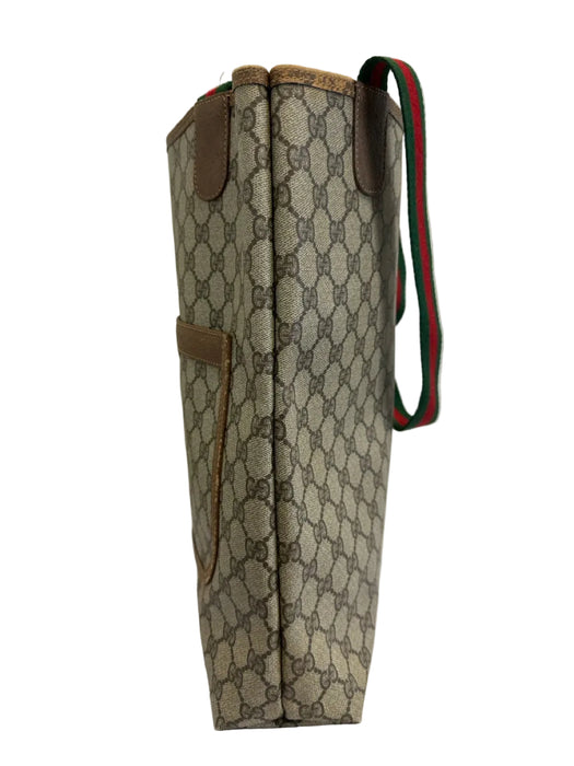 Gucci Beige & Brown Coated Canvas Web Stripe Guccissima Tote Bag