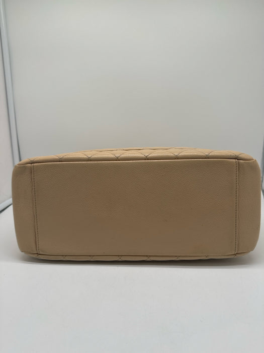Chanel Beige Leather Quilted Logo Shoulder Bag Bag