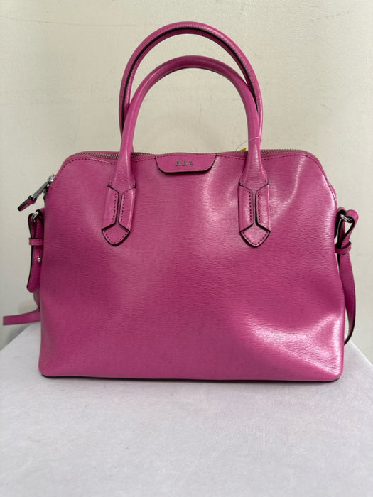Lauren Ralph Lauren Pink Saffiano Leather Zip Top Multiple Straps Bag