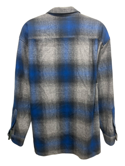 Pendleton Size L Blue & Gray Wool Plaid Button Down Men's Long Sleeve Shirt Blue & Gray / L