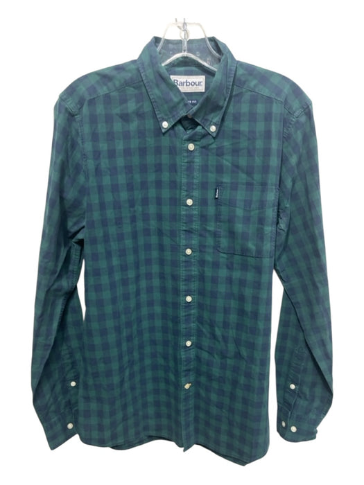 Barbour Size S Green & Blue Cotton Gingham Button Down Men's Long Sleeve Shirt Green & Blue / S