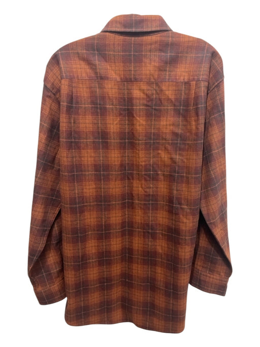 Pendleton Size L Orange & Multi Wool Plaid Button Down Men's Long Sleeve Shirt Orange & Multi / L