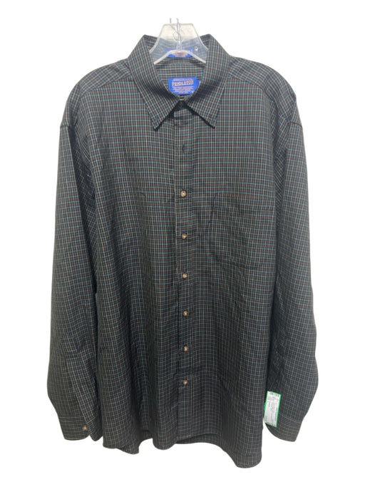 Pendleton Size L Black & Multi Wool Grid Button Down Men's Long Sleeve Shirt Black & Multi / L