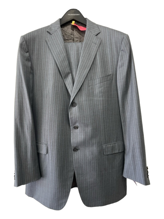 Zegna Gray Wool Striped 3 button Men's Suit 62