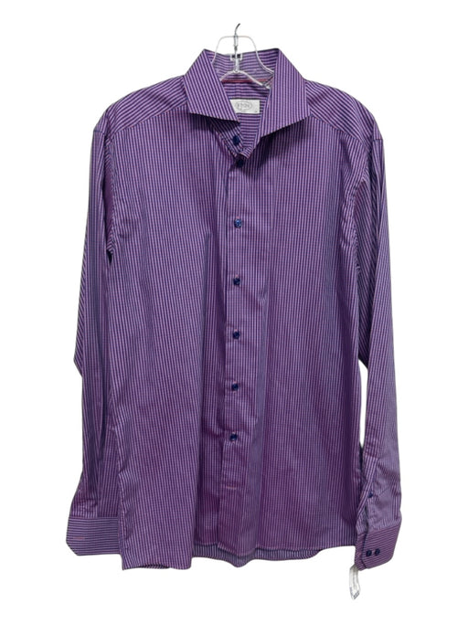 Eton Size 16 Purple & Multi Print Cotton Striped Button Up Long Sleeve Shirt 16