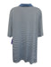 Peter Millar Size L Blue & White Synthetic Striped Polo Athleisure Short Sleeve Blue & White / L