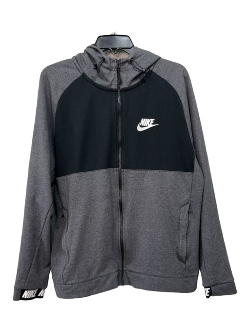 Nike Size L Black & Gray Cotton Blend Hoodie Men's Jacket L