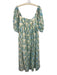 Letmebe Size M Beige, Green, Blue Cotton Smocked Back Floral Empire Waist Dress Beige, Green, Blue / M
