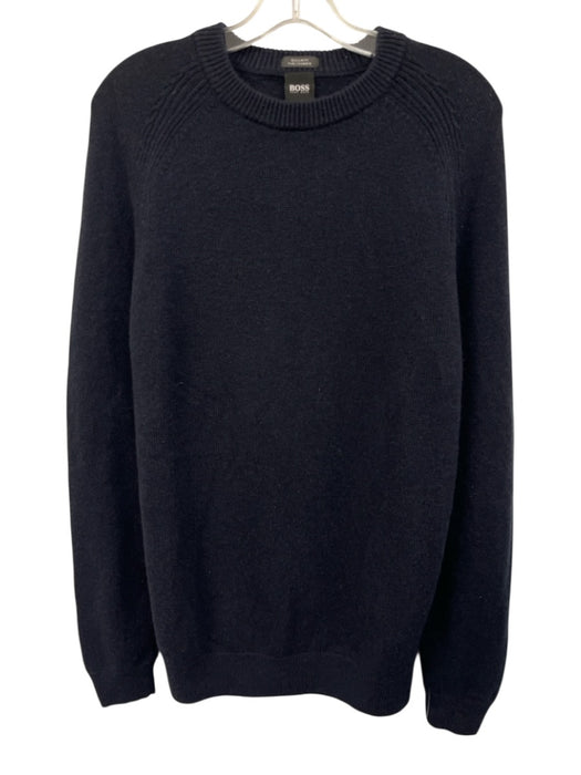 Boss Size XL Navy Blue Cashmere Solid Crew Neck Men's Sweater Navy Blue / XL