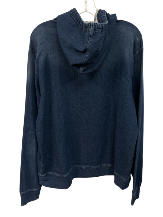 Dolce & Gabbana Size 42 Blue Cotton Blend Words Hoodie Denim Men's Jacket Blue / 42