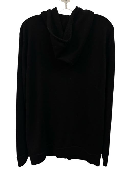 Maison Montagut Size L Black Cashmere Solid Hoodie Zip Up Men's Sweater Black / L