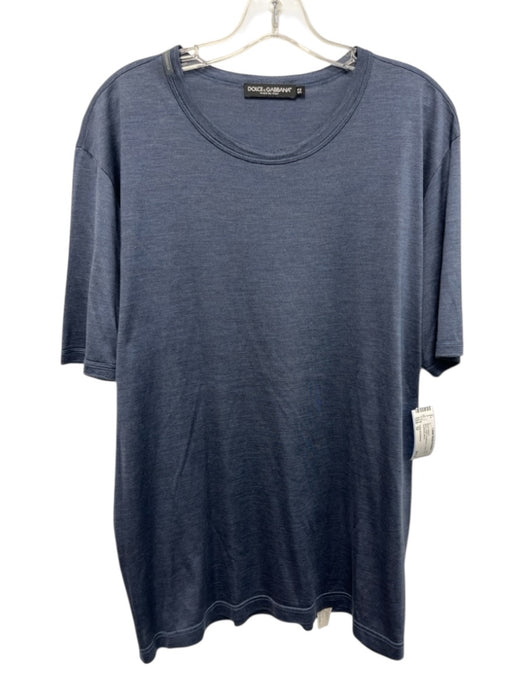 Dolce & Gabbana Size 52 Blue Cotton Heathered T shirt Crew Men's Short Sleeve Blue / 52
