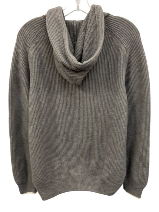 Gran Sasso Size 52 Gray Wool Ribbed Hoodie Zip Up Men's Jacket Gray / 52
