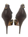 Oscar De La Renta Shoe Size 40 Brown Suede Snake Skin Open Toe Back Zip Heels Brown / 40