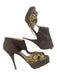 Oscar De La Renta Shoe Size 40 Brown Suede Snake Skin Open Toe Back Zip Heels Brown / 40
