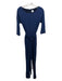 Halston Heritage Size 4 Navy Viscose Back Zip Sash Long Sleeve Jumpsuit Navy / 4