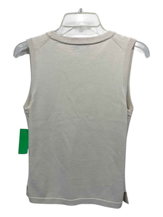 St. John Size S Cream Viscose Rib Knit Sleeveless Scoop Neck Tank Top Cream / S
