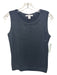 St. John Size P Black Wool Blend Rib Knit Sleeveless Crew Neck Sequin detail Top Black / P
