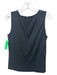 St. John Size P Black Wool Blend Leather Panel Sleeveless Fabric Block Top Black / P