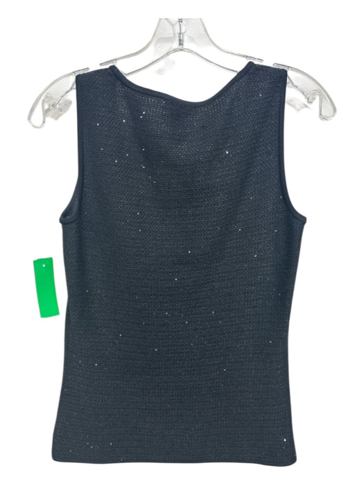 St. John Size P Black Acetate & Wool Knit Sleeveless Sequin Design Top Black / P