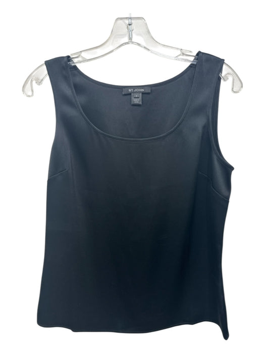 St. John Size S Black Triacetate Blend Satin Sleeveless Darted Cami Top Black / S