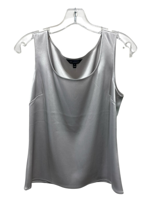 St. John Size S Light Gray Triacetate Blend Satin Sleeveless Darted Cami Top Light Gray / S