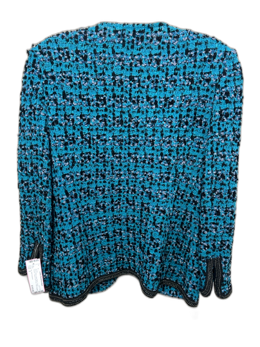 St. John Couture Size 2 Blue & Black Wool Blend Tweed Beaded Jacket Blue & Black / 2