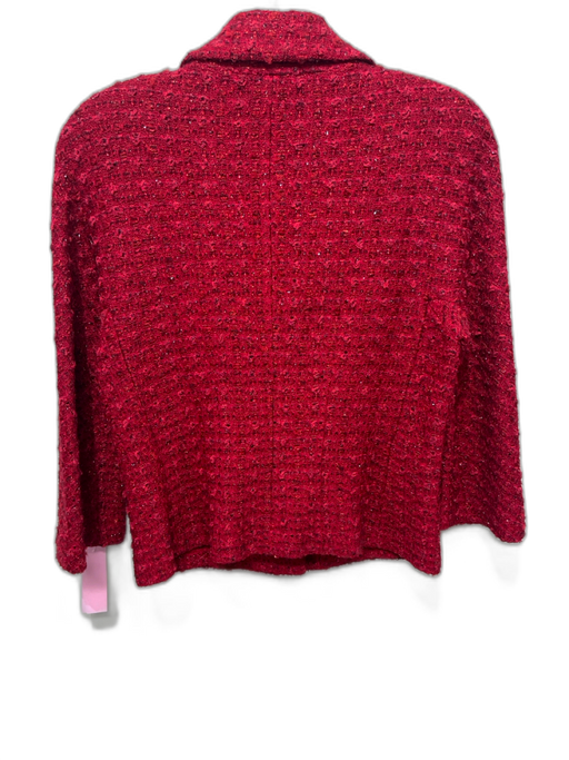 St. John Size 2 Red Wool Blend Metallic Thread Tweed Embellished Jacket Red / 2