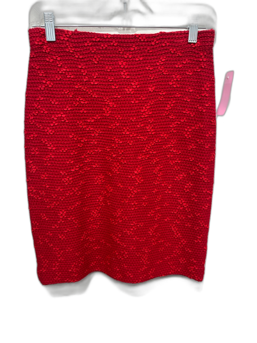 St. John Size 2 Red Wool Blend Knit Boucle Elastic Waist Knee length Skirt Red / 2