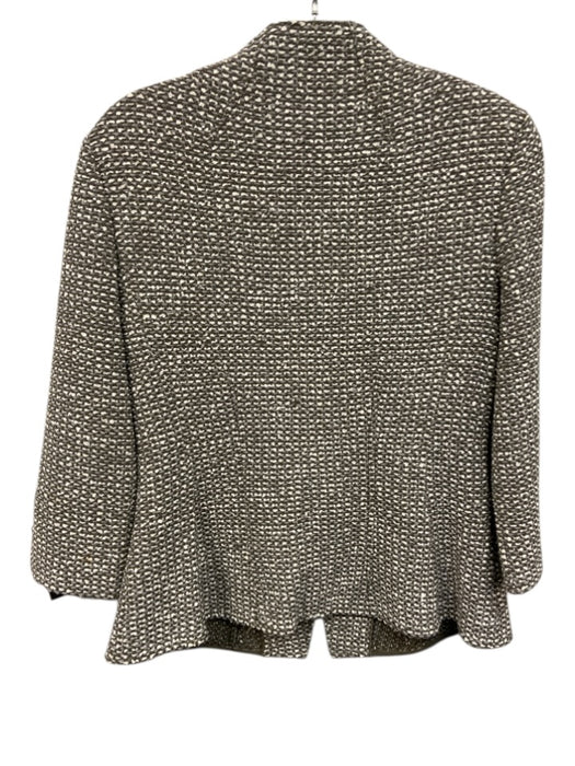 St. John Size 4 Gray & White Wool & Rayon Long Sleeve Knit One Button Skirt Set Gray & White / 4